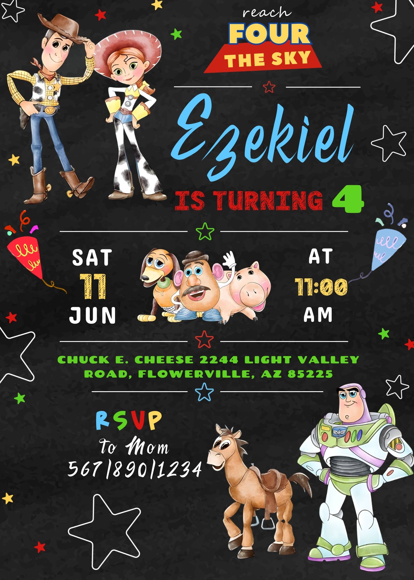 Toy Story Woody  customizable invitation template | Share or Print |  | MU473