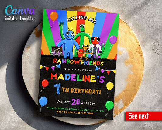 Rainbow Friends  customizable invitation template | Share or Print |  | EG198