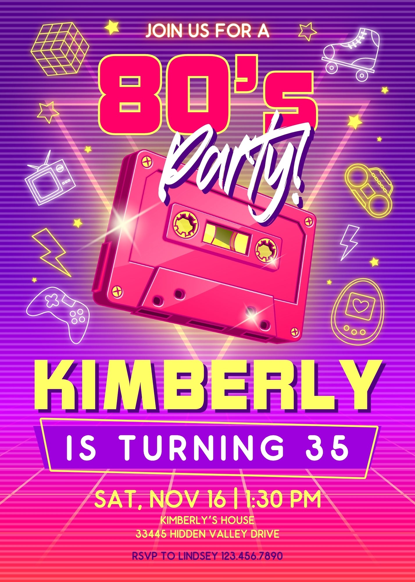 80th Eightieth Party Disco customizable invitation template | Share or Print |  | PN866