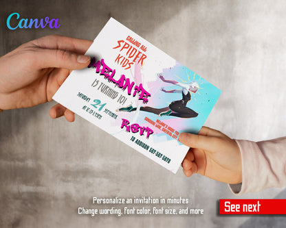 Spider Gwen Ghost Spidey  customizable invitation template | Share or Print | girl | SF118