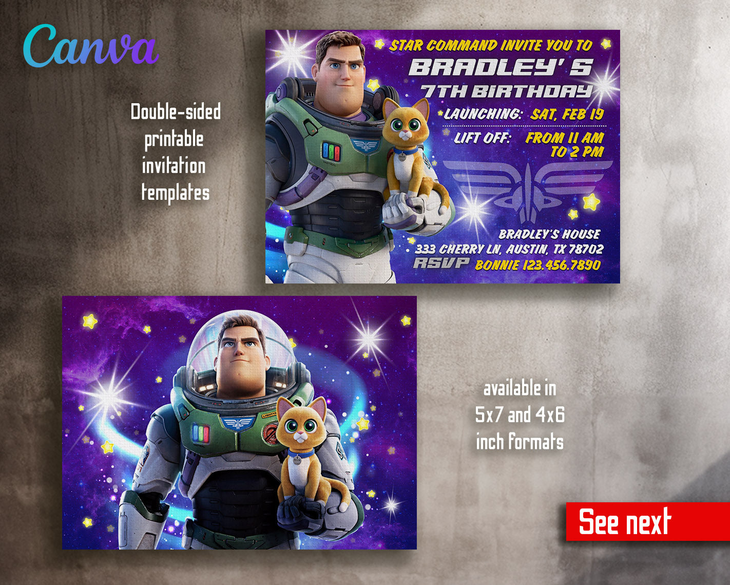 Buzz Lightyear Toy Story customizable invitation template | Share or Print | boy | MG736