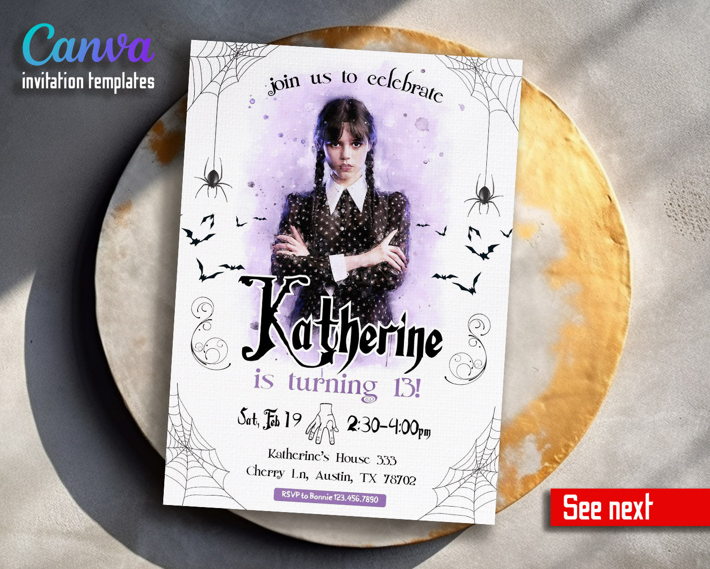 Wednesday Addams customizable invitation template | Share or Print | girl | WC893