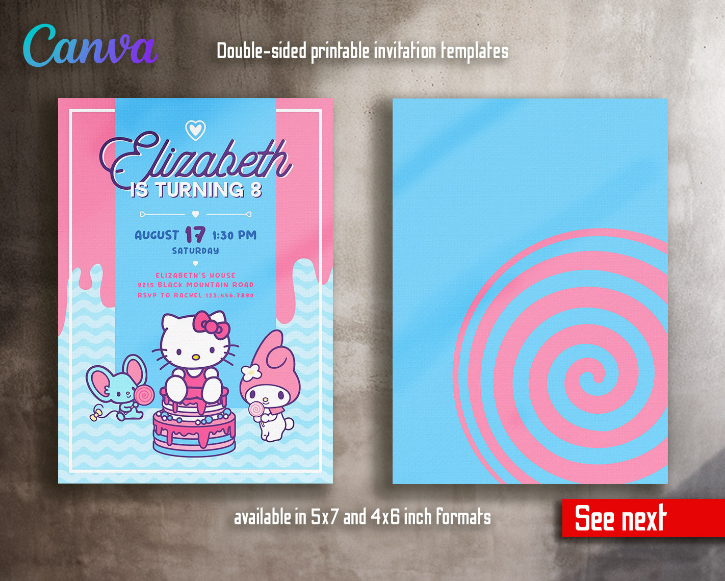 Hello Kitty Sanrio customizable invitation template | Share or Print | | JT730