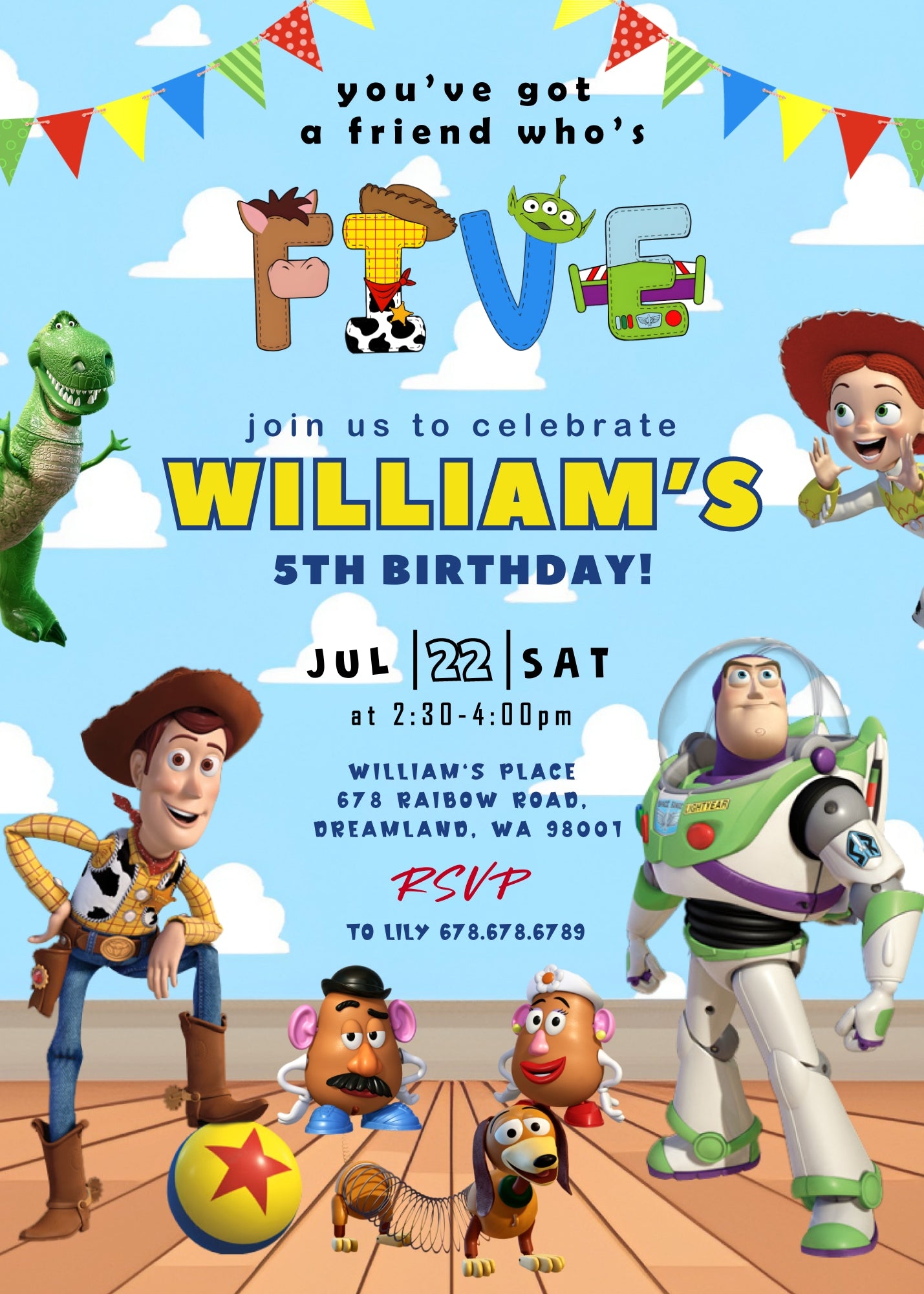 Toy Story Woody  customizable invitation template | Share or Print |  | ZG703