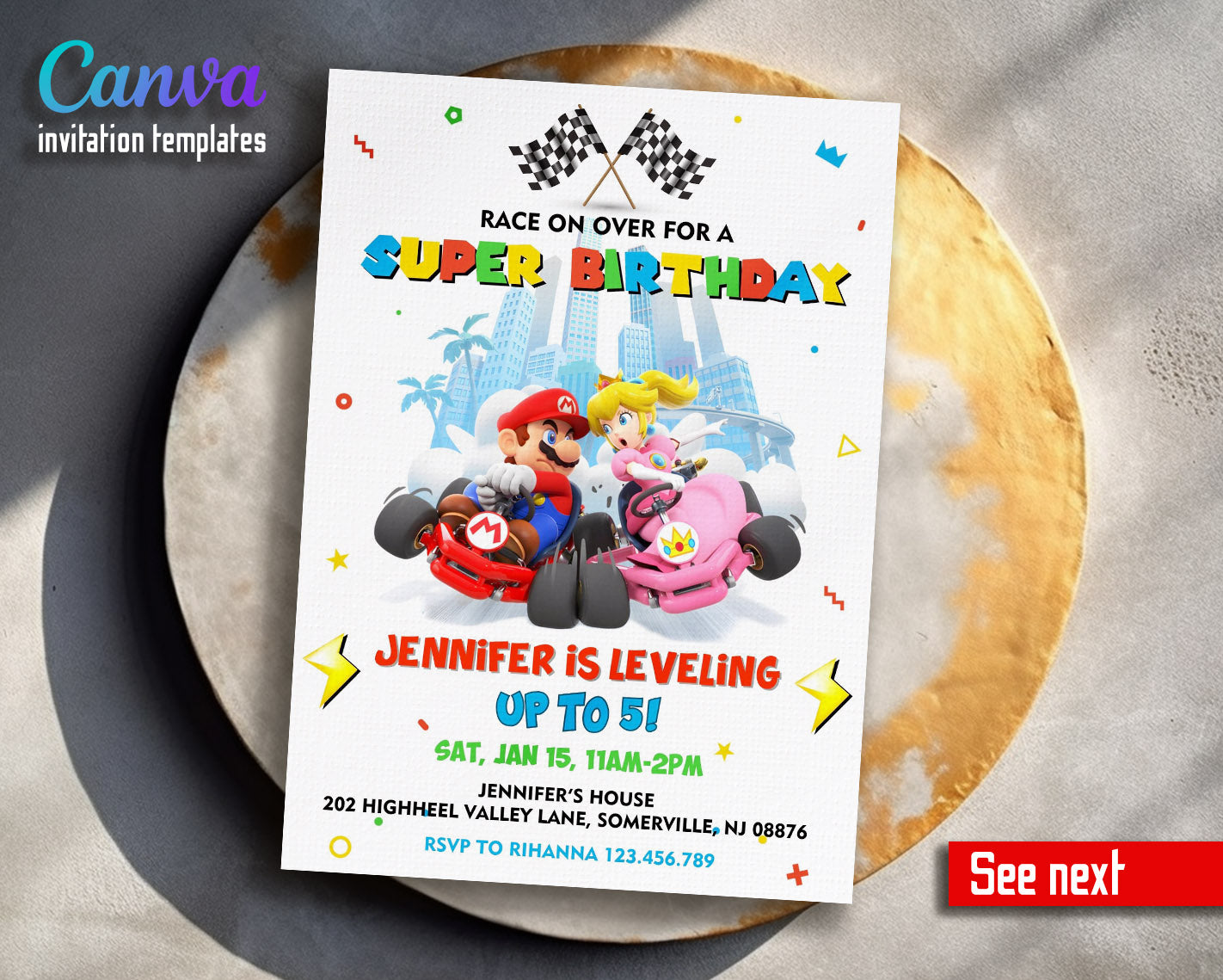 Mario Kart Gamer customizable invitation template | Share or Print | boy | RJ195