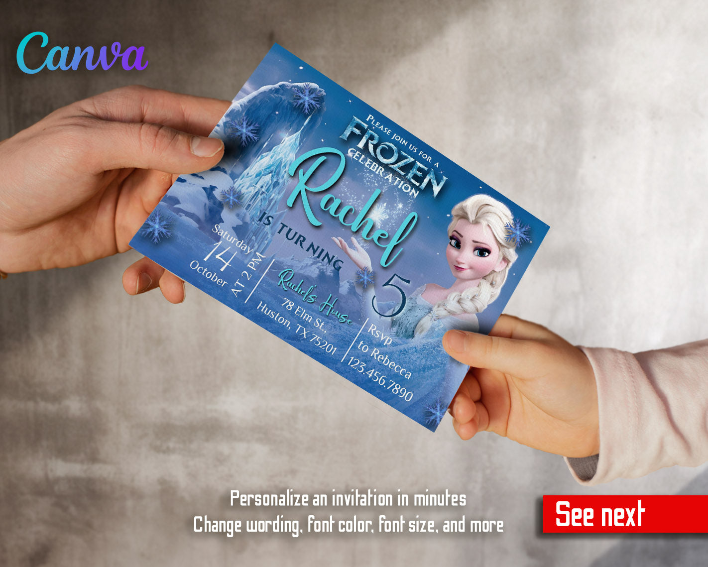 Frozen Elsa  customizable invitation template | Share or Print | girl | RB117