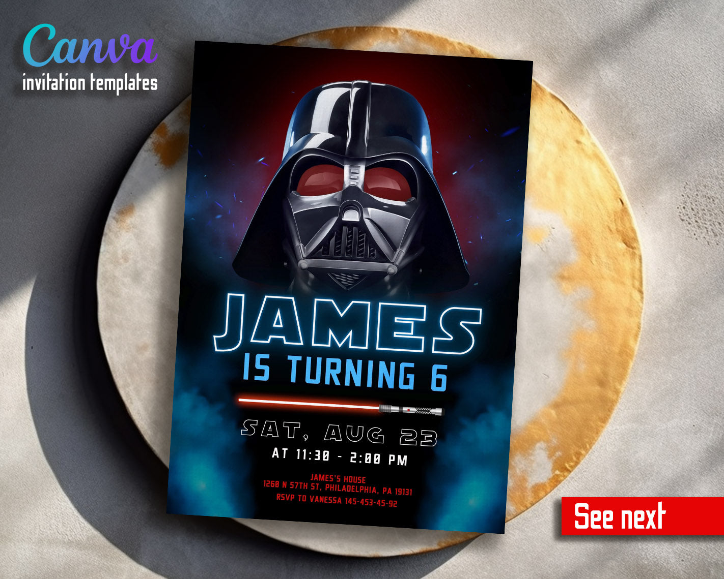 Star Wars Darth Vader  customizable invitation template | Share or Print | boy | MC101