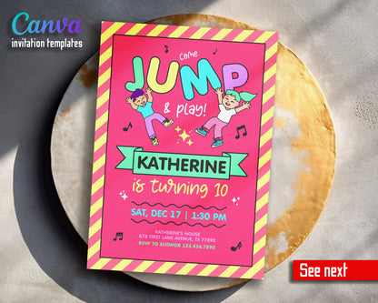 Trampoline Jump Party  customizable invitation template | Share or Print |  | WE496