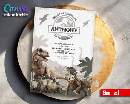 Jurassic World Dinosaur customizable invitation template | Share or Print |  | YL768