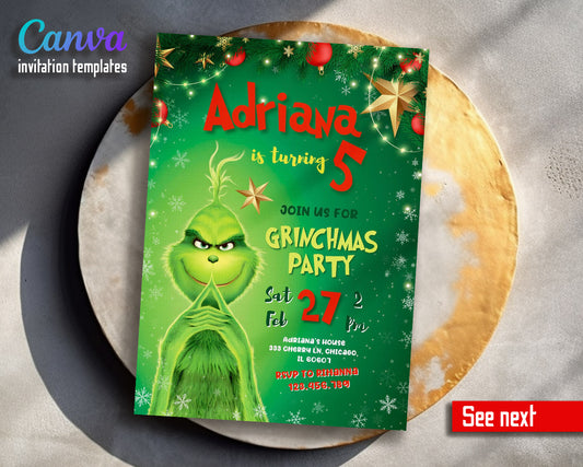 The Grinch  Merry Grinchmas customizable invitation template | Share or Print |  | JL198