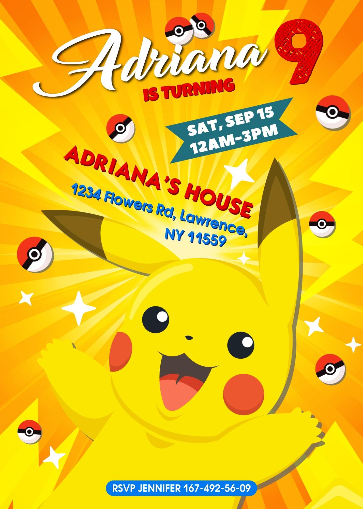 Pokemon customizable invite template | instant download | Share or Print | UU489