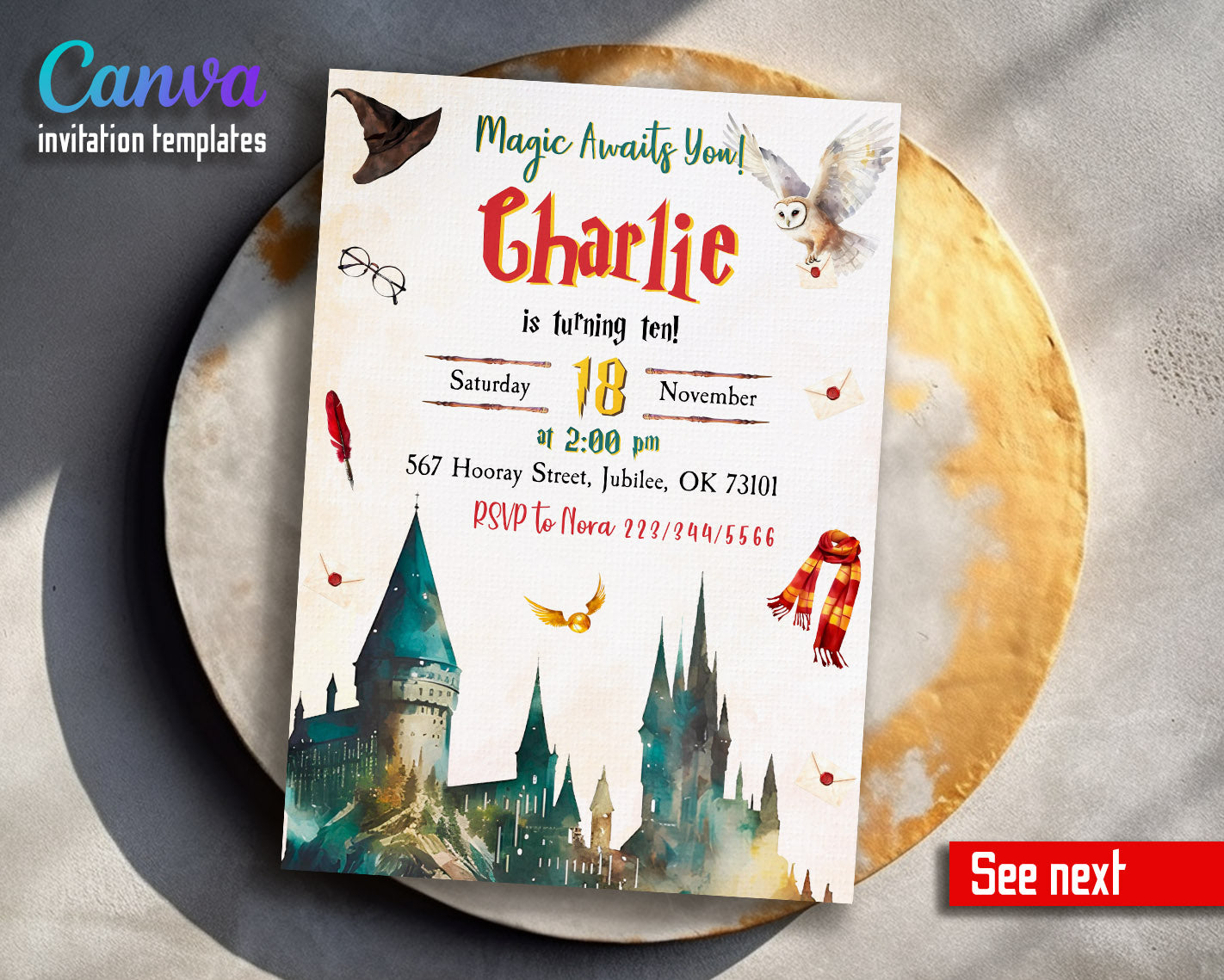 Harry Potter  customizable invitation template | Share or Print |  | HL751