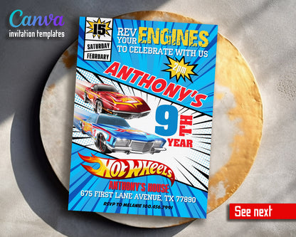 Hot Wheels Racing  customizable invitation template | Share or Print | boy | XC996