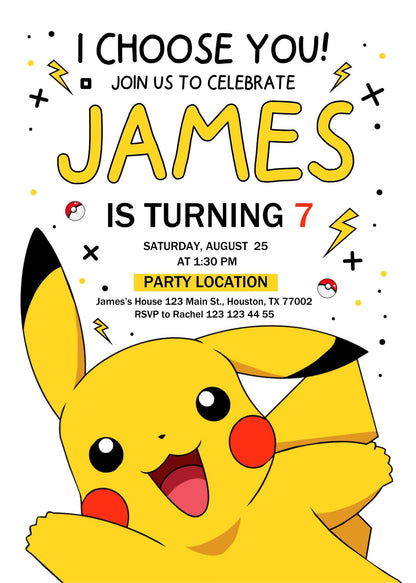 Pokemon customizable invite template | instant download | Share or Print | WQ894