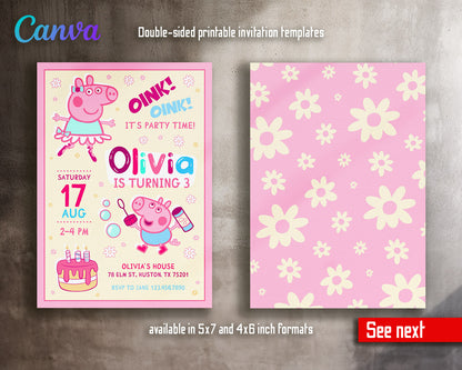 Peppa Pig customizable invitation template | Share or Print | girl | EU365