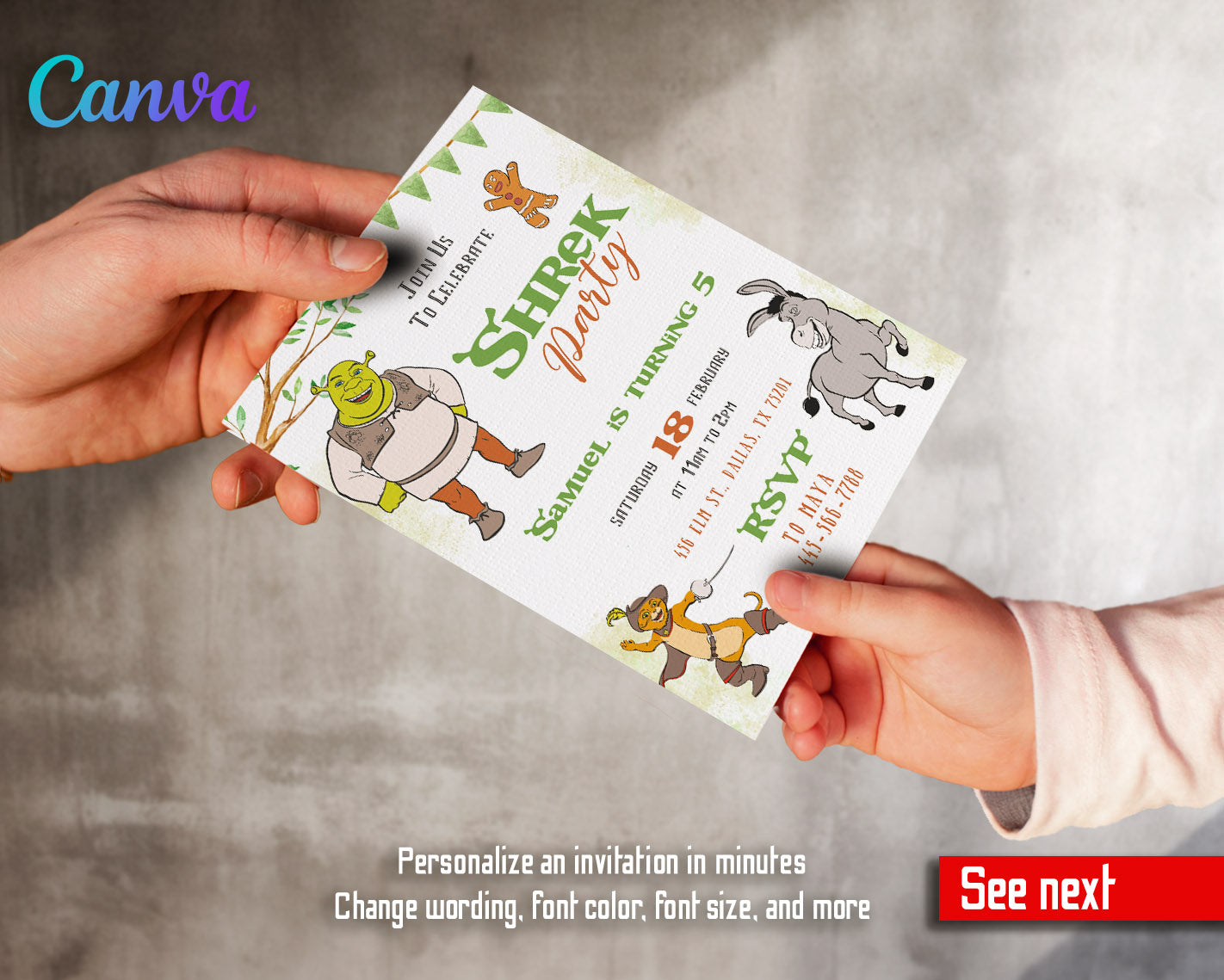 Shrek  customizable invitation template | Share or Print |  | GD051