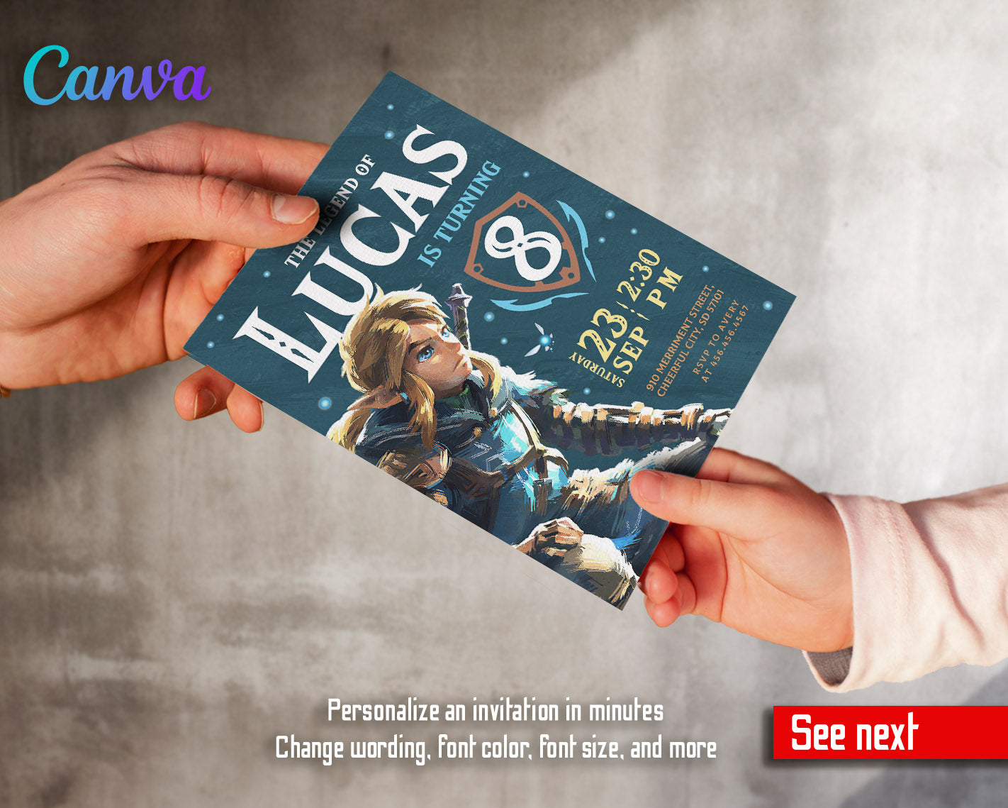 Legend of Zelda  customizable invitation template | Share or Print |  | QU908