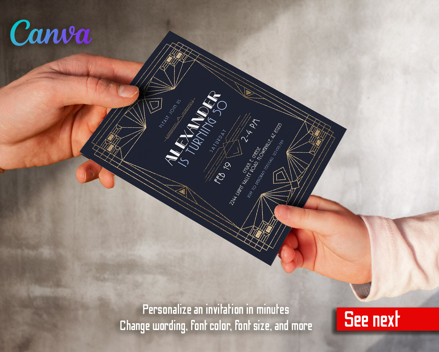 The Great Gatsby Art Deco customizable invitation template | Share or Print |  | AO543