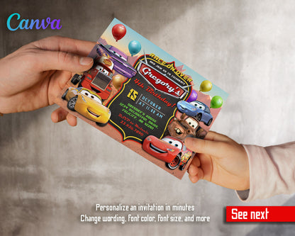 Cars Lightning McQueen customizable invitation template | Share or Print | boy | PJ358