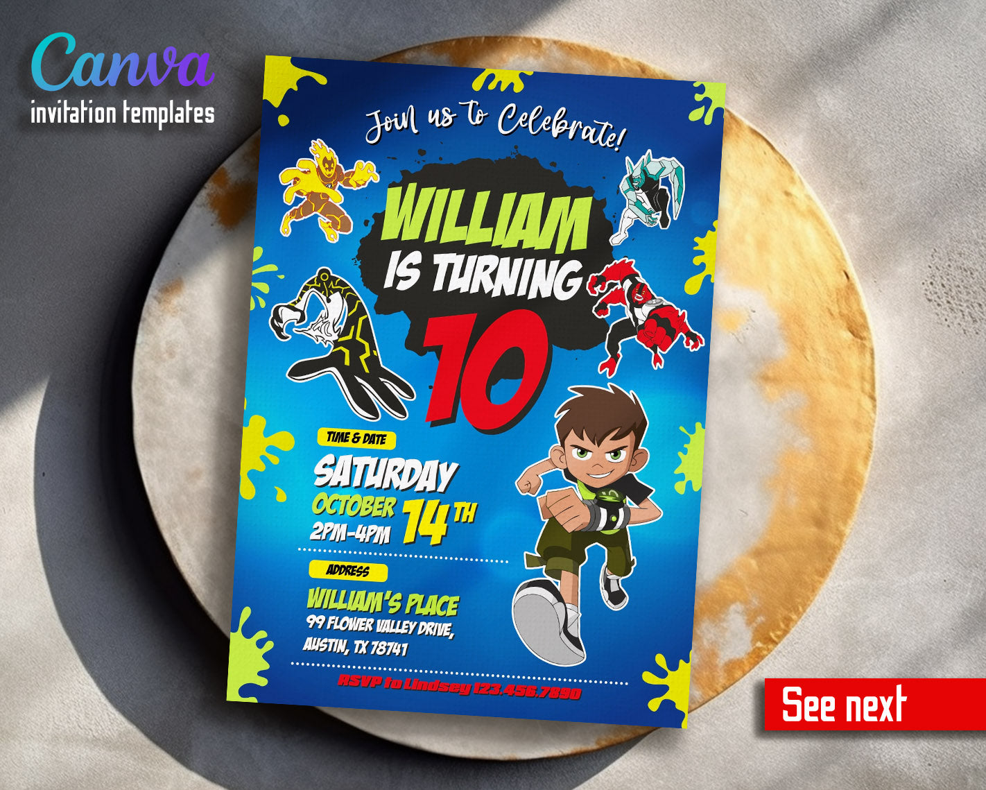 Ben 10 Alien Force customizable invitation template | Share or Print | boy | MJ316