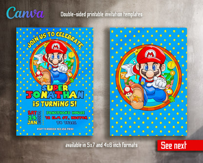 Super Mario Bros  customizable invitation template | Share or Print |  | HE499