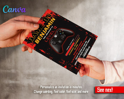 Gamer Party customizable invitation template | Share or Print | boy | AB824