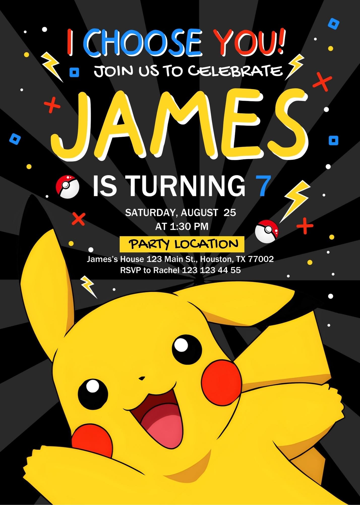 Pokemon customizable invite template | instant download | Share or Print | KT577