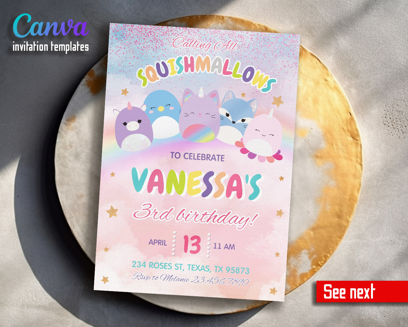 Squishmallows  customizable invitation template | Share or Print |  | RO937