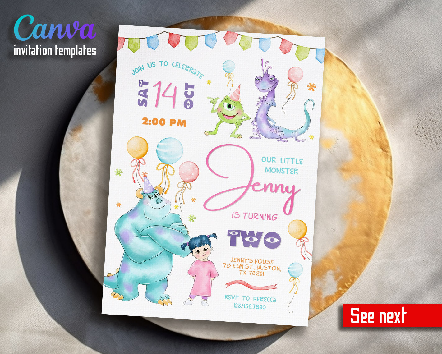 Monsters, Inc.  customizable invitation template | Share or Print |  | IY915