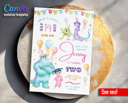 Monsters, Inc.  customizable invitation template | Share or Print |  | IY915