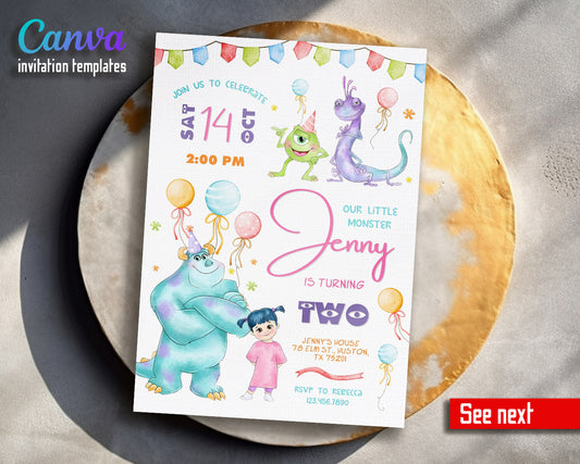 Monsters, Inc.  customizable invitation template | Share or Print |  | IY915