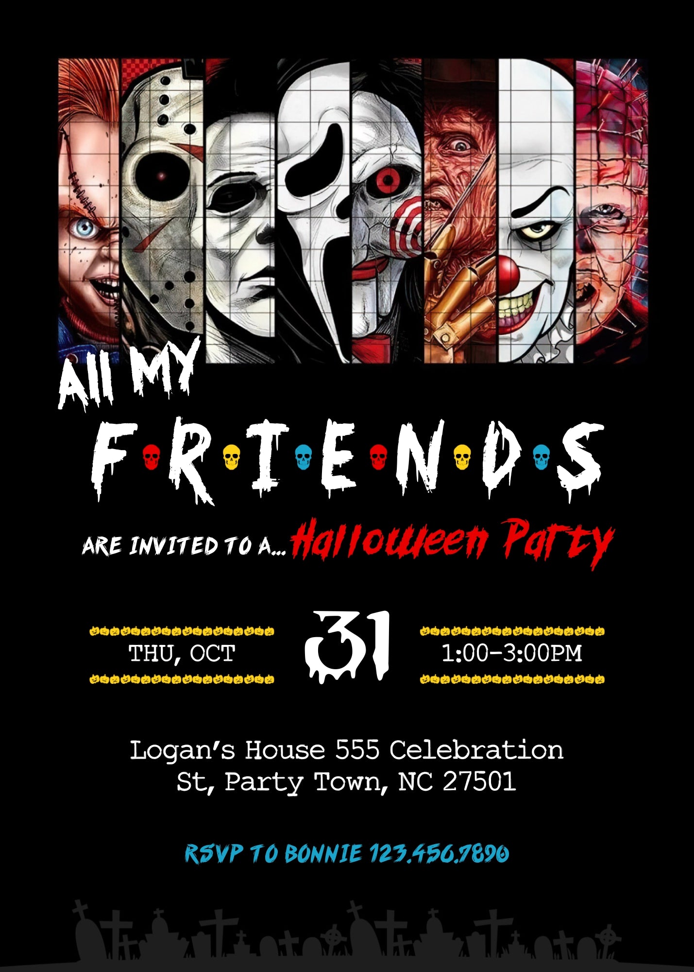 Horror Killer Movie Party  customizable invitation template | Share or Print |  | DA195