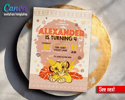 Lion King Simba customizable invitation template | Share or Print |  | FZ559