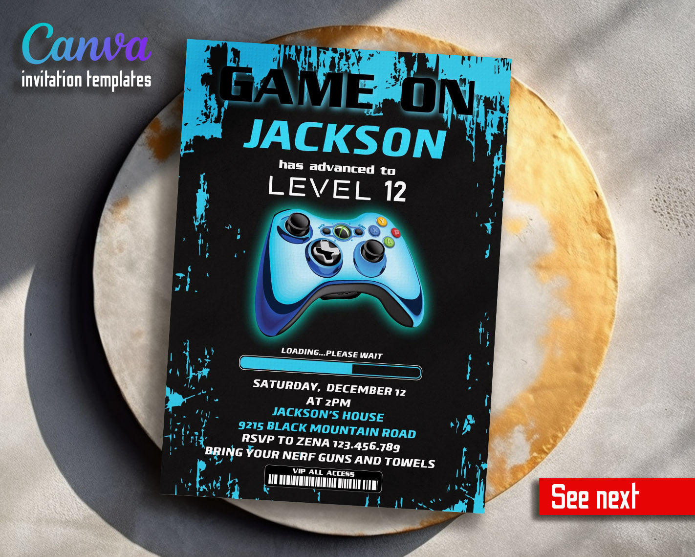 Gamer Party customizable invitation template | Share or Print | boy | IX692