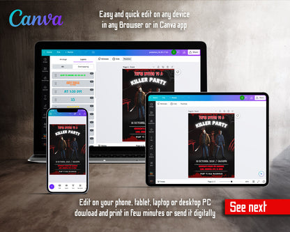 Horror Killer Movie Party  customizable invitation template | Share or Print |  | IE804