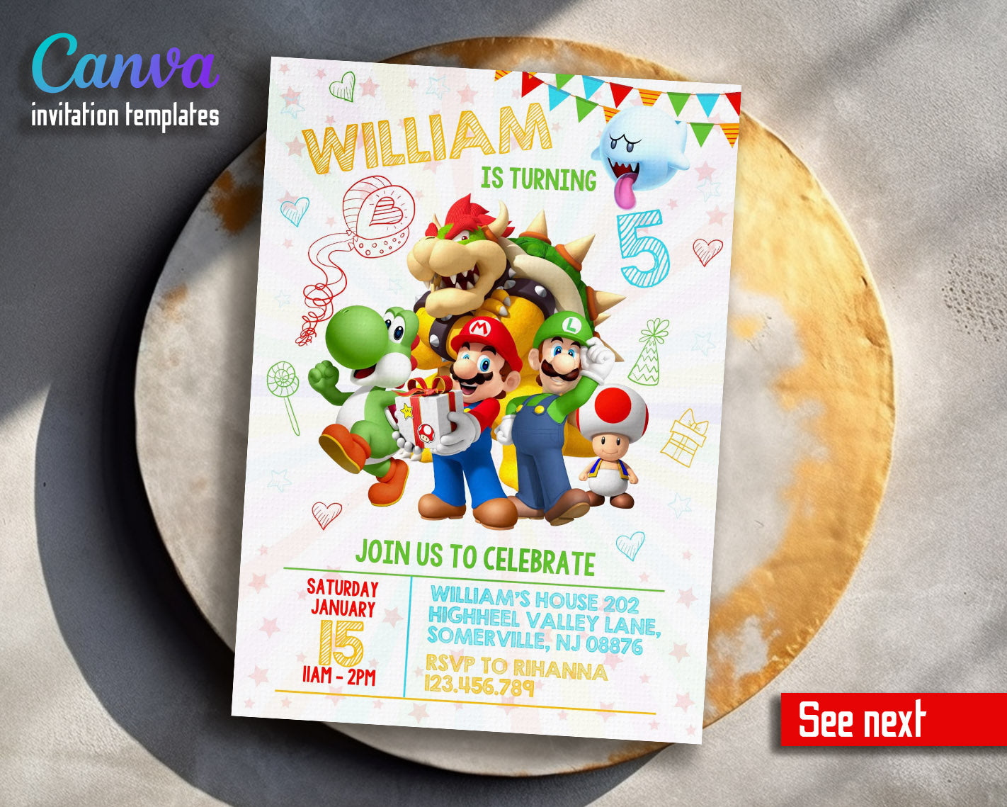 Super Mario Bros customizable invitation template | Share or Print |  | MR666