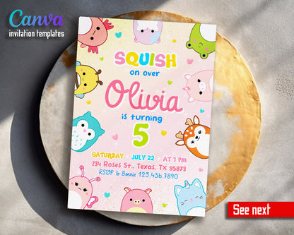 Squishmallows  customizable invitation template | Share or Print |  | BU781