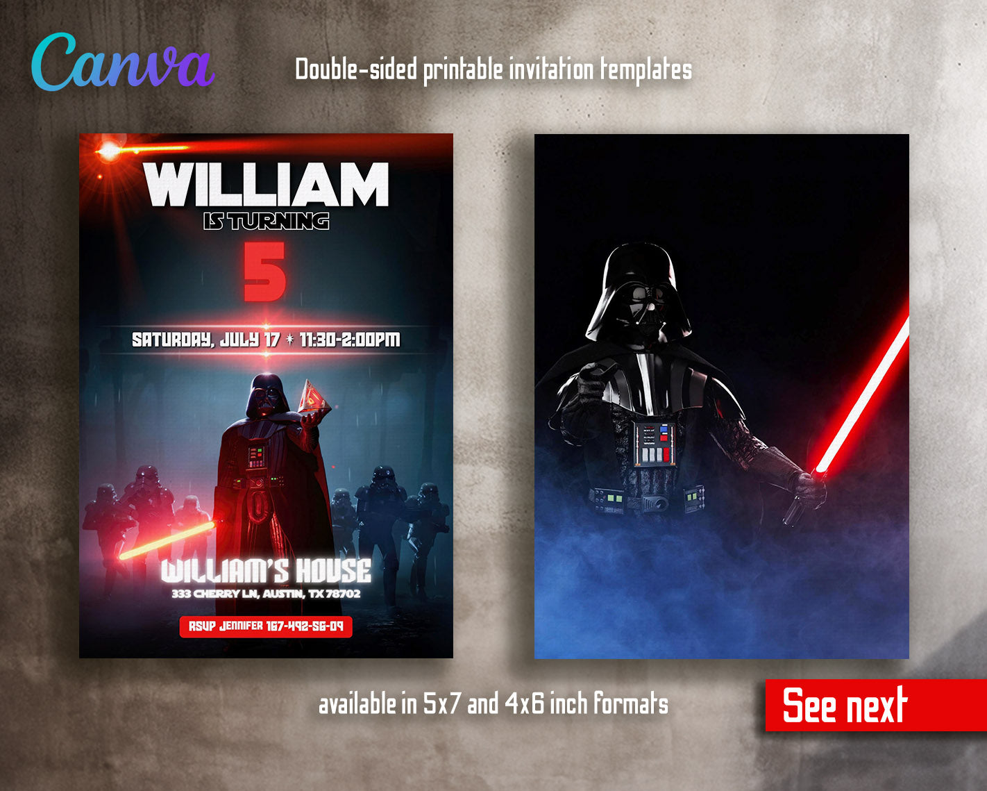 Star Wars Darth Vader  customizable invitation template | Share or Print | boy | LO646