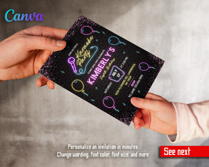 Karaoke Sing Glow customizable invitation template | Share or Print |  | OM673