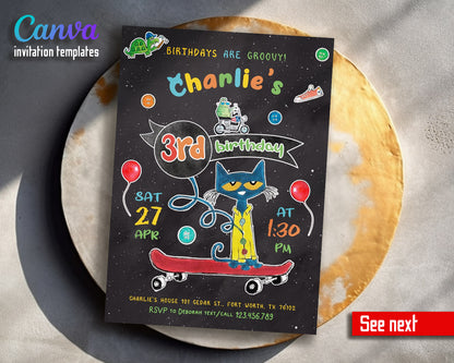 Pete the Cat customizable invitation template | Share or Print |  | NM551