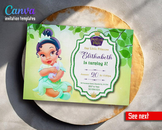 Tiana Frog Princess  customizable invitation template | Share or Print | girl | FD772