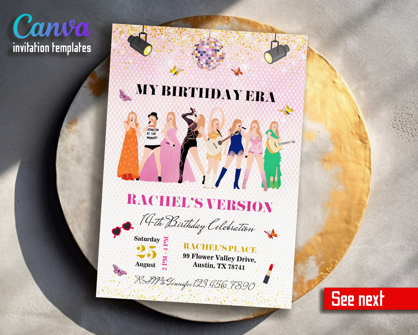 Taylor Swift Eras Tour  customizable invitation template | Share or Print | girl | IM876