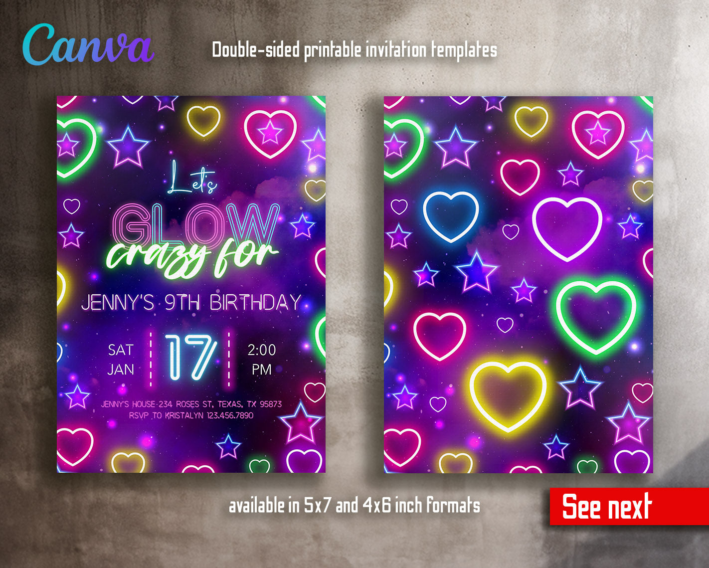 Lets Glow Crazy  customizable invitation template | Share or Print |  | SY983