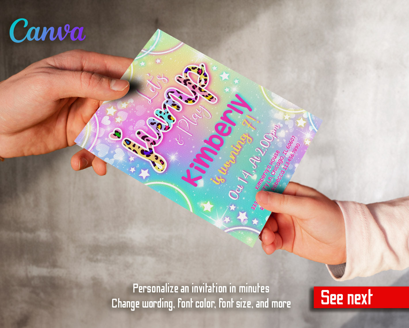 Trampoline Jump Party  customizable invitation template | Share or Print |  | TO900