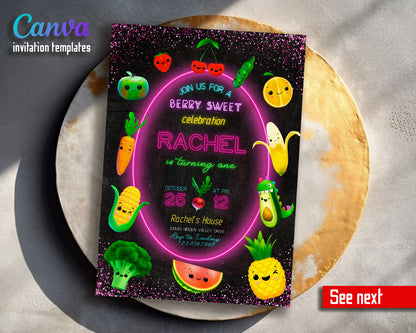 Hey Bear Sensory Dancing Fruits customizable invitation template | Share or Print |  | FQ189