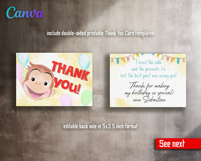 Curious George Monkey customizable invitation template | Share or Print |  | CC988