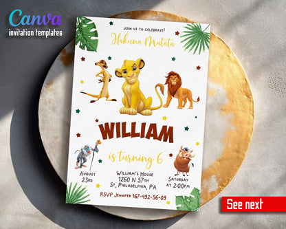 Lion King Simba customizable invitation template | Share or Print |  | XT407