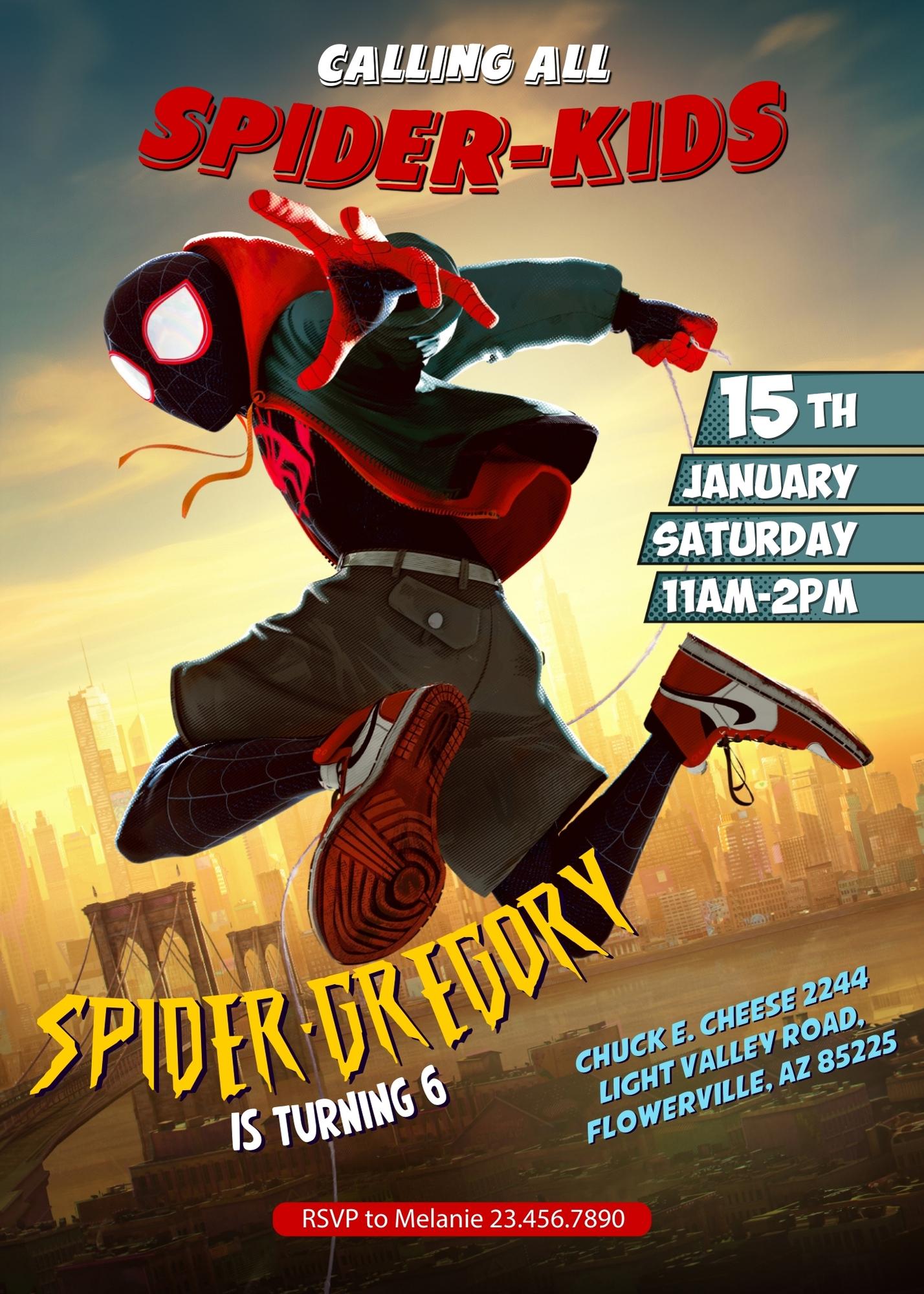 Spiderman Spider Verse customizable invite template boy | instant download | Share or Print | GE370