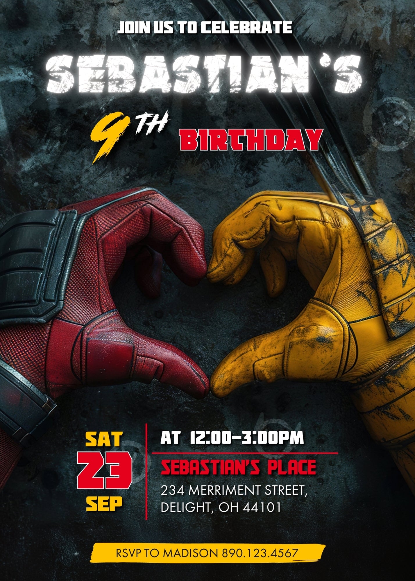 Deadpool Wolverine Marvel  customizable invitation template | Share or Print | boy | CW599