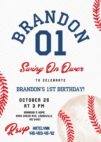 Baseball MLB Sport customizable invitation template | Share or Print | boy | QW326